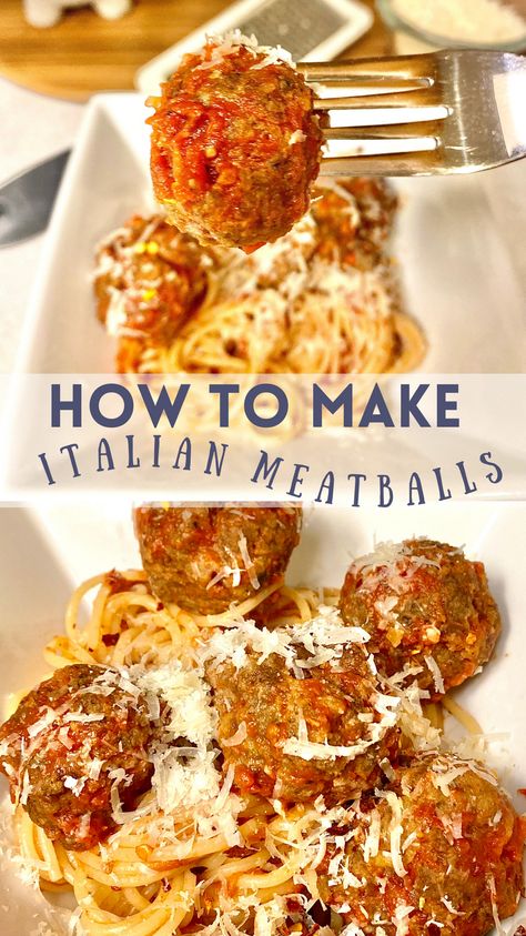 Made with Italian herbs and cheese, these meatballs from scratch are savory and tender. Simple ingredients and easy to make; a perfect addition to any pasta dish. Meatballs From Scratch, Basic Italian, How To Make Meatballs, Italian Herbs, Marinara Sauce Homemade, Italian Meatballs, Homemade Marinara, Pasta Dish, Parmigiano Reggiano