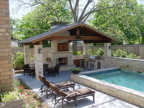 4-12-07 008 | Flickr - Photo Sharing! Outdoor Kitchen And Pool, Outdoor Covered Patio, Pool House Designs, Outdoor Patio Designs, Backyard Fireplace, Outdoor Remodel, Backyard Gazebo, Backyard Pavilion, Outdoor Kitchen Patio