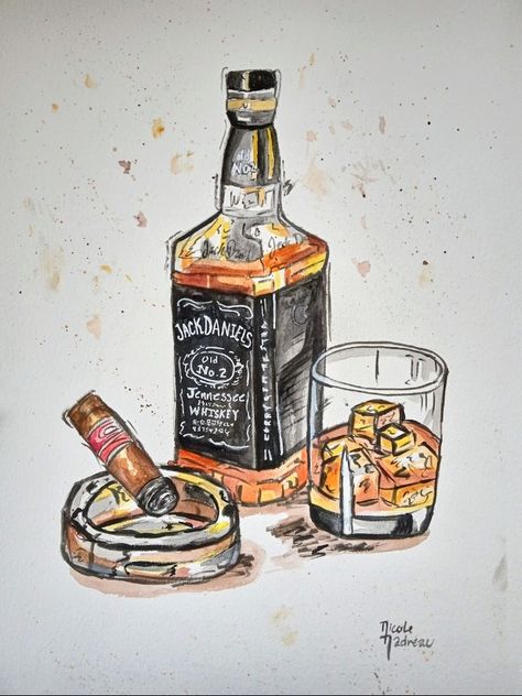 Glass Of Whiskey Drawing, Bear Bottle Art, Jack Daniels Drawing, Whiskey Drawing, Macallan Whisky, Old Monk, Old Fashioned Drink, Graff Art, Bear Artwork