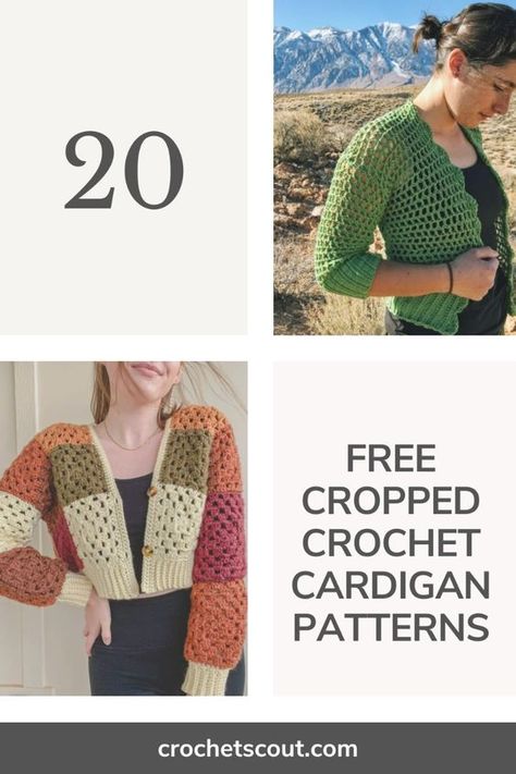 20 beautiful free patterns for cropped crochet cardigans. Crop Cardigan Crochet Pattern, Cropped Cardigan Crochet Pattern Free, Crochet Crop Cardigan Pattern Free, Halibut Sweater, Crochet Cropped Cardigan Pattern Free, Crochet Cropped Cardigan Pattern, Cropped Cardigan Crochet, Crochet Crop Cardigan, Cropped Crochet Cardigan