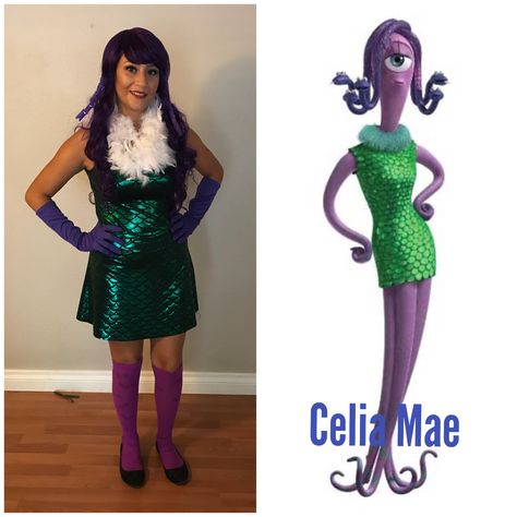 Celia Mae from Monsters Inc costume Monsters Inc Characters Costumes, Celia Mae Costume Diy, Celia Mae Costume, Celia Monsters Inc Costume Diy, Celia Monsters Inc Costume, Mike Wazowski And Celia Costume, Monsters Inc Maternity Costume, Monsters Inc Pregnant Costume, Cda Monsters Inc Costume