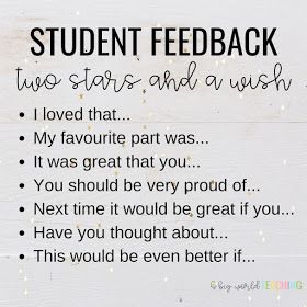 Giving Feedback To Students, Writing Feedback For Students, Two Stars And A Wish, Providing Feedback To Students, Teacher Feedback From Students, Student Feedback For Teachers, Teacher Feedback To Students, Feedback For Teachers From Students, Positive Feedback For Students