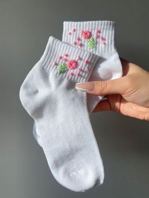 I also do custom orders, just send me a message with your wish Embroidery Selling Ideas, Embroidery Projects To Sell, Embroider Socks, Embroidery On Socks Ideas, Sock Embroidery Ideas, Socks Embroidery Handmade, Embroidered Socks Diy, Sock Embroidery, Embroidery On Socks