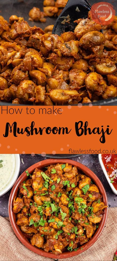 Baji Mushroom, Mushroom Bhaji Recipe, Mushroom Indian Recipes, Indian Mushroom Recipe, Mushroom Curry Recipe, Mushroom Curry Indian, Recipe Indian Foods, Vegetable Curry Recipes Indian, Mushroom Bhaji