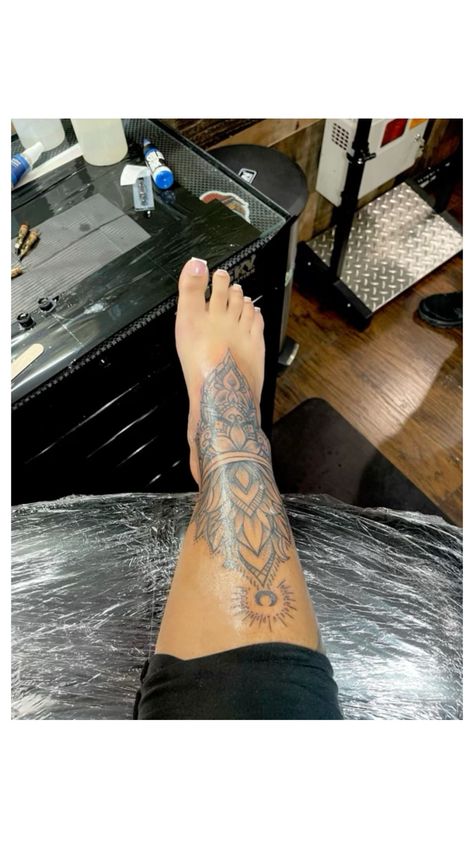 Anklet Tattoos Black Women, Foot And Shin Tattoos For Women, Feet Tattoos Black Women, Foot Tattoos For Women Black Woman, Top Foot Tattoos, Foot Ankle Tattoos For Women, Feet Tatoos Woman, Foot Tattoo Black Women, Women Ankle Tattoos