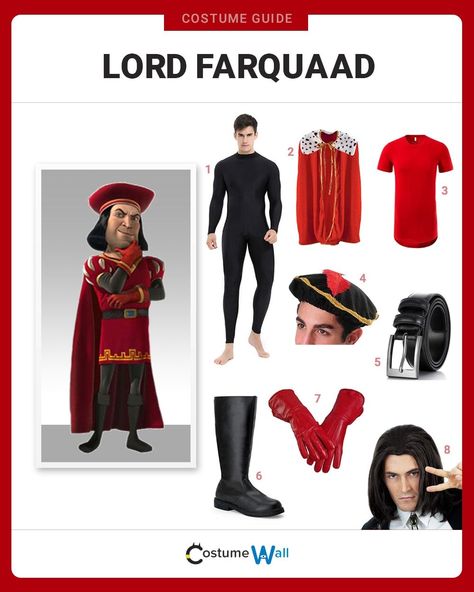 Shrek Executioner Costume, Fiona And Lord Farquaad Costume, Lord Farquaad Costume Girl, Diy Lord Farquaad Costume, Lord Farquaad Costume Diy, Lord Farquaad Costume Women, Shrek Character Costumes Diy, Shrek Character Costumes, Shrek Dress