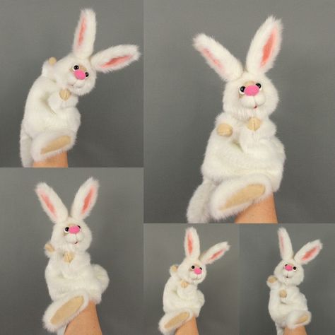 Rabbit Puppet, Raccoon Hands, White Hare, Kids Theater, Puppet Theater, Puppet Show, Hand Puppet, Hand Puppets, White Rabbit