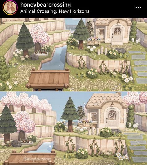 Island Home Exterior, House Yard Design, Can We Just Talk, Pink Island, Acnh Cottagecore, Happy Home Designer, Animal Crossing Wild World, Paradise Garden, Animal Crossing Villagers