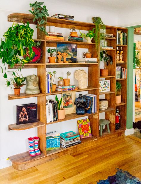 Lots Of Plants, Justina Blakeney, Storage Shelving, Mid Century Modern Dresser, Diy Interior, Wooden Shelves, Cheap Home Decor, Bohemian Decor, The River