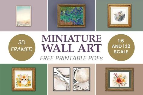 Miniature Wall Art - free dollhouse printables - Suni Doll Free Printable Dollhouse Wall Art, Free Printable Dollhouse Miniatures, Mini Doll House Diy Free Printables, Dollhouse Printables 1:12, Miniature Printables Free, 1 12 Scale Miniatures Printables Free, Free Miniature Printables 1:12, Miniature Printables Templates, Doll House Printables