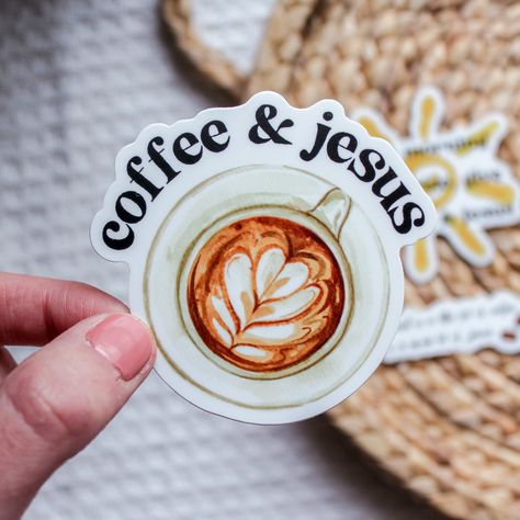 Christian Coffee Quotes, Christian Cafe Ideas, Christian Bakery Ideas, Christian Coffee Shop Ideas, Christian Coffee Shop Names, Christian Small Business, Stickers Christian, Coffee And Jesus, Christian Coffee Shop