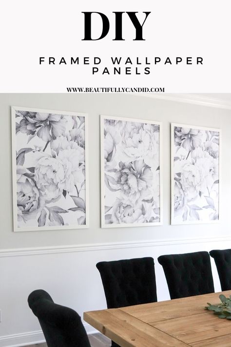 Framed Wallpaper Panels | Are you looking for that certain piece of decor to finish off a room in your home? I'm sharing how I tackled a DIY project and created these framed wallpaper art. What I love about this framed wallpaper art, is that you are in control of customizing it. From their size, how many panels to add, the pattern and colors, to whatever is best for your project. This inspirational DIY article will be a starting point for you to get your idea going. #decorinsporation #wallpaper Framed Wallpaper Panels Diy, Diy Framed Wallpaper, Wallpaper Panels Framed, Framed Wallpaper Panels, Painting Trim White, I Need A Drink, Picture Frame Hangers, Peony Wallpaper, Wallpaper Project