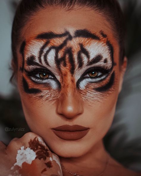 Tiger Halloween Costume, Tiger Makeup, Tiger Halloween, Animal Face Paintings, Animal Makeup, Creepy Halloween Makeup, Face Paint Makeup, Face Art Makeup, Halloween Makeup Inspiration