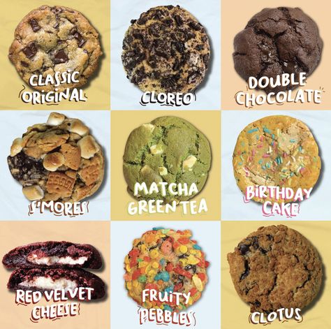 Bear Cookies Aesthetic, Cookie Menu Ideas, Cookies Business Name Ideas, Cookies Name Ideas, Cookies Flavors Ideas, Soft Cookies Aesthetic, Cookies Types, Easy Baked Goods Recipes, Cookie Flavors Ideas