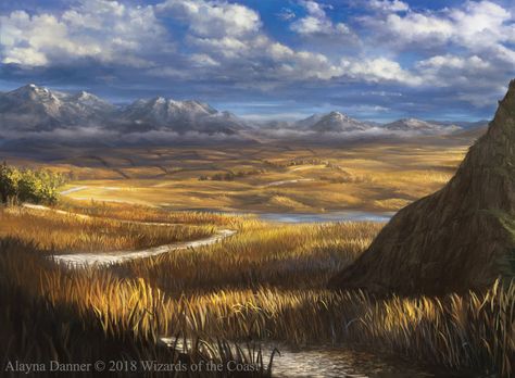 Magic: The Gathering- Plains for M19 Standard by Alayna Plains Landscape, Rpg Map, Landscape Concept, Level Design, Fantasy City, Fantasy Setting, Fantasy Places, 5 Image, Fantasy Art Landscapes