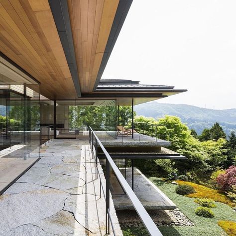 Art & Architecture on Instagram: “#architectsvision. Describe this home in ONE word! 💚 The Hakone Fujimidai It is designed by Kidosaki Architects Studio and is located in…” Architects Studio, Hakone, Timber Cladding, Art Architecture, One Word, Art And Architecture, Architects, Stairs, Flooring