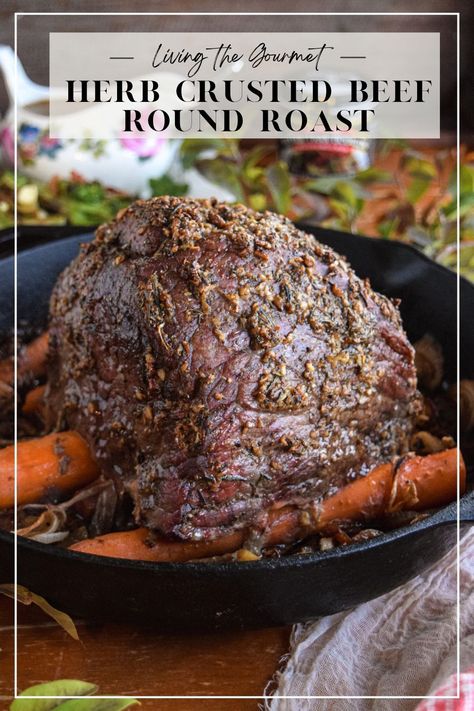 Today we’re preparing a Herb Crusted Beef Round Roast which we’ll be topping with a thick brown gravy for the holiday season! Beef Chuck Rib Roast Recipes, Beef Heel Of Round Roast Recipes, Herb Crusted Roast Beef, Sirloin Top Round Roast, Beef Round Top Round Roast, Roast Beef With Mushroom Gravy, Round Steak Roast Recipes Crock Pot, How To Cook Bottom Round Roast, Boneless Top Round Roast Recipes