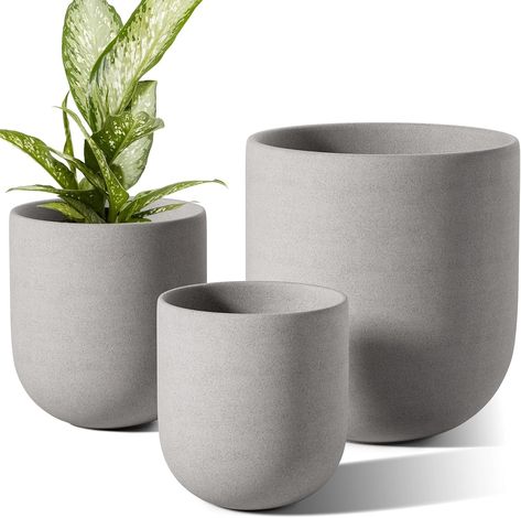 Amazon.com : LE TAUCI 6+8+10 Inch Plant Pots Indoor, Ceramic Planters for Indoor Plants, Flower Pots with Drainage Hole and Rubber Plug, Planter Pots for Home Garden Patio, Set of 3, Neutral Gray : Patio, Lawn & Garden Planters For Indoor Plants, Inch Plant, Vintage Inspired Kitchen, Silver Oak, Advanced Ceramics, Plastic Flower Pots, Modern Interior Decor, Ceramic Pots, Planter Pots Indoor