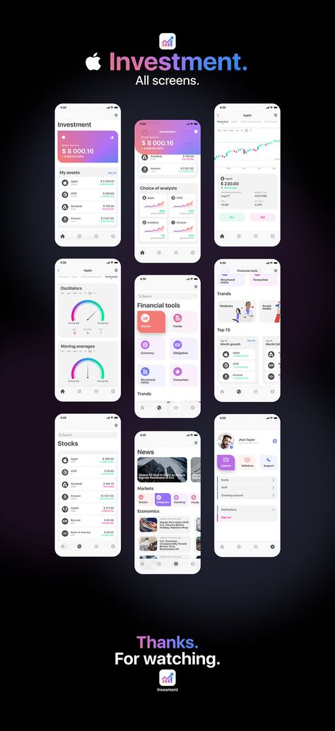 Apple Investment App Concept on Behance Investment App Ui Design, Finance App Design, Fintech App Ui Design, Finance App Ui Design, Bank App Design, Investment Dashboard, Fintech Mobile App, Investment Website, Spark App