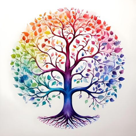 Photo beautiful tree of life digital art... | Premium Photo #Freepik #photo Tree Of Life Images, Tree Of Life Art, Rainbow Tree, Minimalist Watercolor, Tree Of Life Tattoo, Spring Tree, Tree Images, Photo Beautiful, Colorful Trees