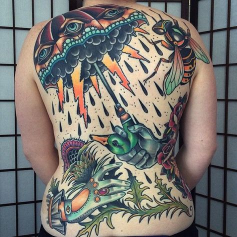 Traditional Tattoo Back Piece, Neo Traditional Tattoo Art, Back Tattoos For Men, Dragon Tattoo Back, Backpiece Tattoo, Traditional Tattoo Old School, Sailor Tattoo, Traditional Tattoo Ideas, Back Piece Tattoo