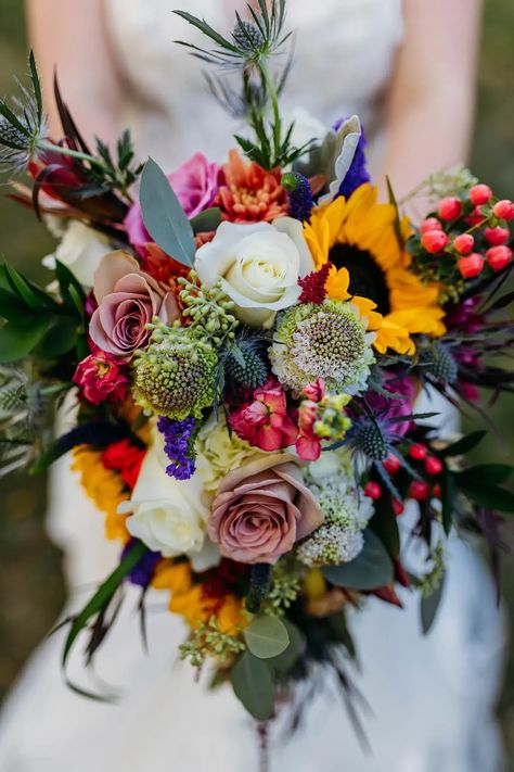 Fall October wedding at the Holiday Inn at Six Flags in St. Louis, MO. Purple and black, jewel-toned themed wedding. Photos by Fire in the Skies Photography.  #wedding #weddingphotos #weddingphotography #weddingphotographer #stlouisweddingphotographer #fallwedding Gem Tone Wedding Flowers, Fall Jewel Tone Wedding Decor, Bright Fall Wedding Colors, Fall Jewel Tone Wedding, Jewel Tone Fall Wedding, Bright Fall Wedding, Six Flags St Louis, Jewel Tone Wedding Flowers, Fall October