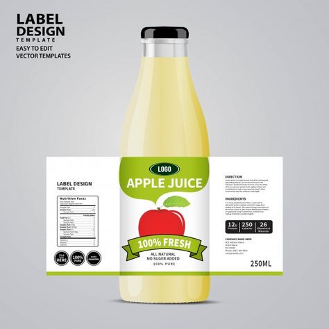 Bottle label | Premium Vector #Freepik #vector #background #mockup #food #label Milk Bottle Label Design, Juice Bottle Packaging Label Design, Sticker Bottle Design, Label Bottle Design, Beverage Label Design, Juice Bottle Label Design, Drink Label Design, Popsicles Packaging, Label Minuman