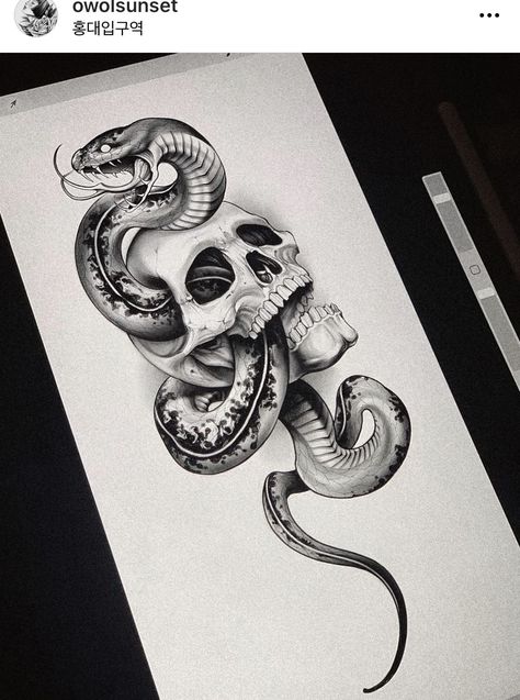 Snake And Dagger Tattoo, Lion Art Tattoo, Cobra Tattoo, Serpent Tattoo, Skull Sleeve Tattoos, Skull Sleeve, Japan Tattoo Design, Snake Tattoo Design, Biomechanical Tattoo