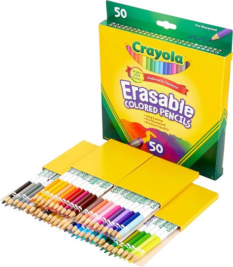 Crayola Erasable Colored Pencils, Back to School Supplies, Adult Coloring, 50 Count Erasable Colored Pencils, Crayola Pencils, Preppy School Supplies, Girl School Supplies, Pencils Art, Crayola Colored Pencils, School Supplies For Teachers, Stationery Obsession, Birthday 5