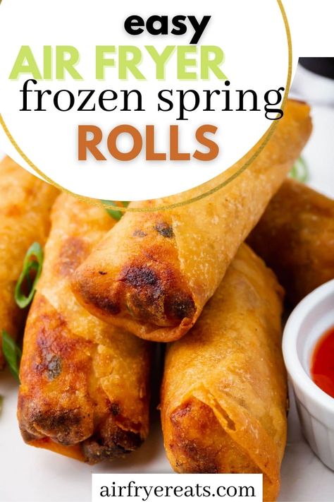 In just 10 minutes you can make crispy, delicious, frozen spring rolls in the air fryer! Skip takeout - make yourself a tasty snack at home. Frozen Spring Rolls In Air Fryer, Steak Bites Meal, Rolls In Air Fryer, Frozen Egg Rolls, Pork Spring Rolls, Garlic Butter Steak Bites, Butter Steak Bites, Spinach Rolls, Air Fryer Recipes Snacks