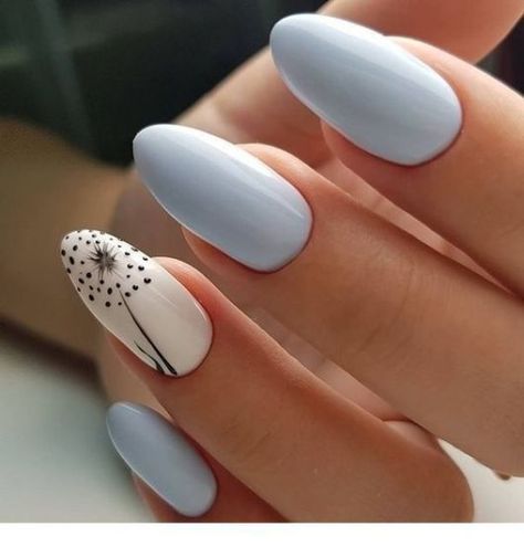 Nail Polishes, Dandelion, Nails, Blue, White, Art