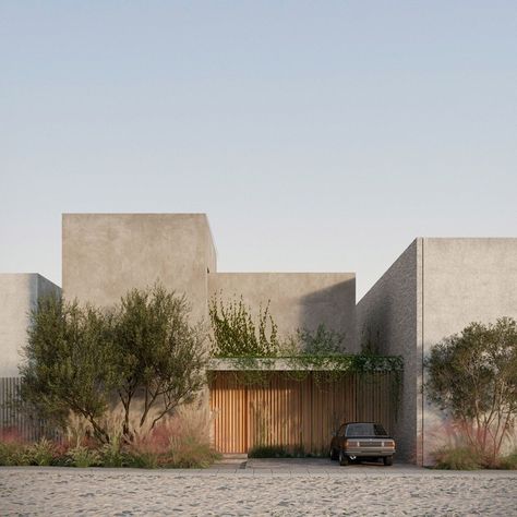 Wabi Sabi Exterior, Facade Architecture Design, Architecture Rendering, Facade Architecture, House Architecture Design, Brutalism, Facade Design, Villa Design, Modern Exterior