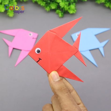 How to Make Paper Fish for Kids - Easy Origami Fish - Nursery Craft Ideas | craft, origami, fish, tutorial | Amazing Paper Fish making instruction step by step. It's an effective tutorial for preschool crafts. In this video, you can learn how to fold origami... | By Colors Paper Nursery Craft Ideas, Fish For Kids, Fish Nursery, Fishing Nursery, Nursery Crafts, Paper Fish, Diy Preschool, Origami Fish, How To Make Decorations