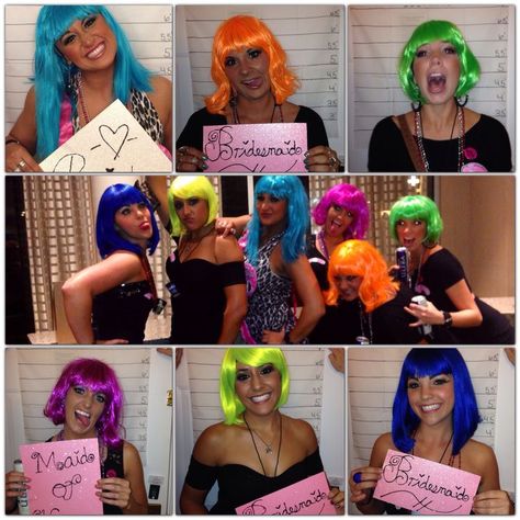 Wig Theme Party Ideas, Wig Party Outfit, Wig Bachelorette Party Ideas, Bachorlette Ideas, Bachelor Party Themes, Hen Night Ideas, Colors Party, Party Outfit Ideas, Bachelorette Bachelor Party