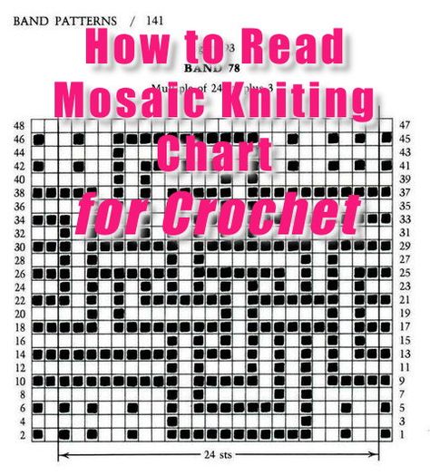 How to Mosaic Crochet Mosaic Knitting Charts, Step Illustration, Crochet Mosaic, Mosaic Knitting, Mosaic Crochet, Fair Isle Knitting, Crochet Stitches Patterns, Tapestry Crochet, Crochet Chart