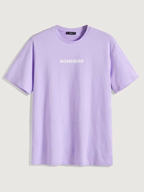 Guys Letter Graphic TopCheck out this Guys Letter Graphic Top on Romwe and explore more to meet your fashion needs! Tshirt Outfit Summer, Purple Tshirt, Shein Clothes, Preppy Shorts, Purple Graphic, Top Shein, Fabric Letters, Graphic Top, Tshirt Outfits