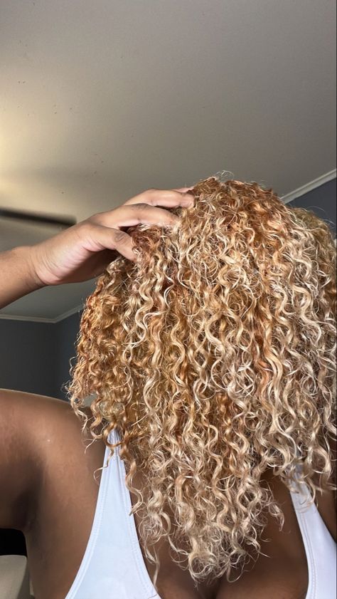 Honey Blonde Hair On Black Women Curls, Golden Blonde Hair Black Women, Honey Blonde Hair Curly, Bleached Hairstyles, Blonde Curly Weave, Golden Blonde Curly Hair, Honey Blonde Highlights Curly Hair, Black Girls With Blonde Hair, Girls With Blonde Hair