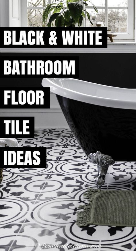 black and white bathroom floor tile ideas White Bathroom Floor Tile Ideas, White Bathroom Floor Tile, Black And White Floor Tile, White Bathroom Floor, Black And White Bathroom Floor, Bathroom Floor Tile Ideas, Floor Tile Ideas, Black White Bathroom, Black And White Floor