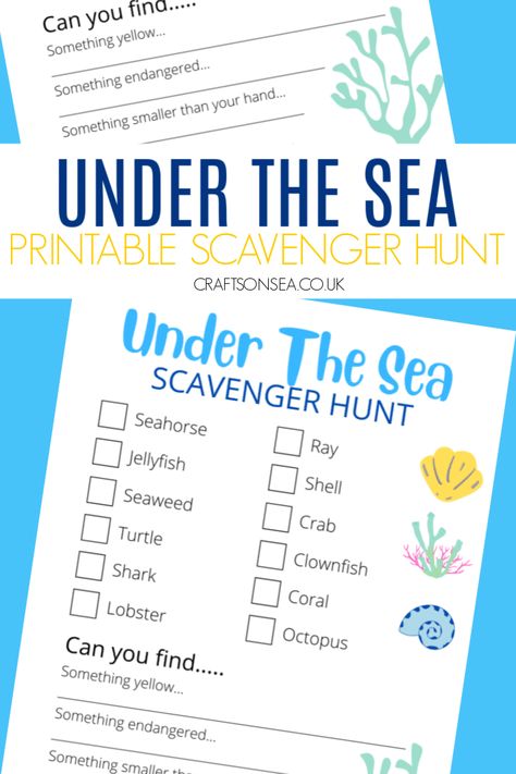 Under The Sea Scavenger Hunt Under The Sea Treasure Hunt, Aquarium Scavenger Hunt Printable Free, Under The Sea Scavenger Hunt, Ocean Scavenger Hunt, Mermaid Scavenger Hunt, Books About The Ocean, Under The Sea Activity, Under The Sea Activities, Under The Sea Games