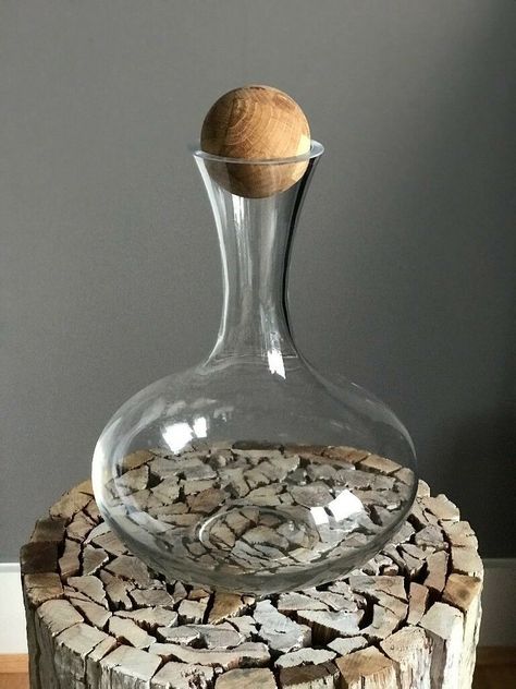 Mouth-Blown Glassware Design by Sagaform - Wine Carafe, Glass Jug, Glass Bottle with Oak Wood Stopper – Interior 3000 Carafe Design, Glassware Design, Wine Jug, Elegant Wine, Accessory Design, Wine Carafe, Bottle Stand, Glass Jug, Wine Decanter