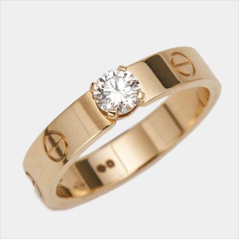 Cartier Love Solitaire Diamond 18k Rose Gold Ring Size 54 Cartier Love Ring Diamond, Cartier Love Ring, Cartier Love, Solitaire Diamond, Love Ring, Brilliant Diamond, High Jewelry, Ring Gold, Diamond Heart