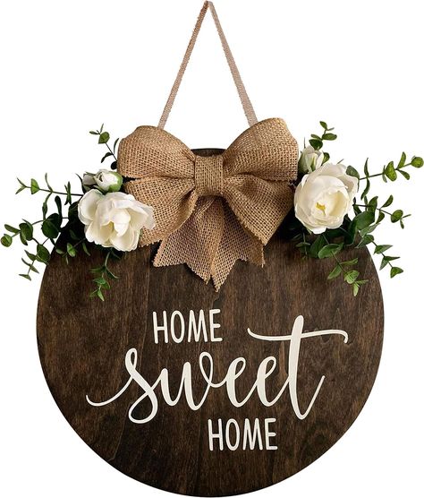 Wooden Wreath Sayings, Two Door Signs, Round Door Hanger No Bow, Round Wood Signs Family, Thankful Door Hamger, Wreaths For Front Door Sayings, Countrt Door Hanger, Take It To The Hoop Sign, Family Door Sign Cricut