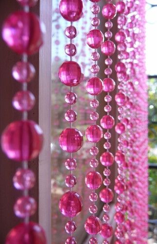 Beaded Curtain -- Hot Pink Mini Balls -- 8 Feet Mcbling Room, Doorway Beads, Goth Posters, Beaded Door Curtains, Y2k Room, Room Things, Mcbling Fashion, Door Beads, Beaded Curtain