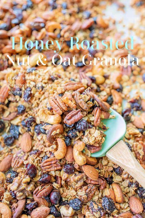 Honey Cinnamon Roasted Nut & Cherry Granola Cherry Granola, Healthy Travel Snacks, Healthy School Snacks, Honey Cinnamon, Simply Taralynn, Granola Healthy, Fall Dishes, Honey Roasted, Dried Cherries