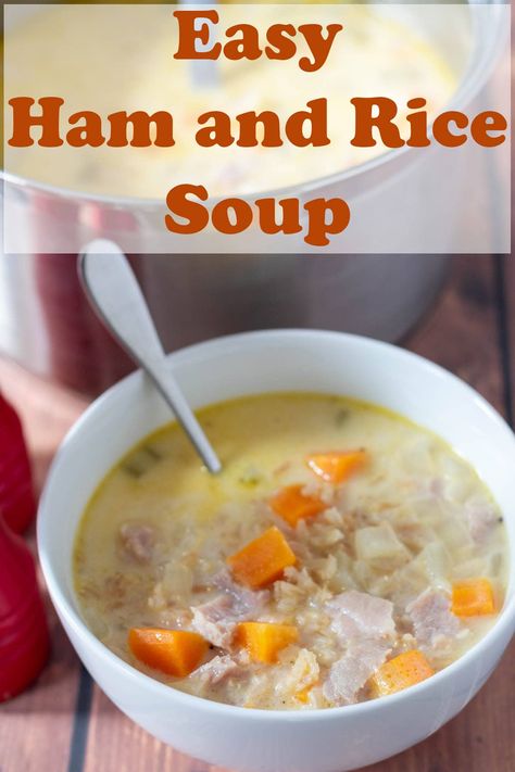 This easy ham and rice soup is the perfect blend of savoury ham and nutty brown rice. Filling and delicious it makes an ideal choice for a nutritious lunch or dinner. #neilshealthymeals #easyhamandricesoup #hamandricesoup #hamricesoup #healthyhamandricesoup Ham Rice Soup, Ham And Rice Soup, Ham And Rice, Brown Rice Soup, Easy Healthy Soup, Easy Soup Recipes Healthy, Carrot And Lentil Soup, Nutritious Lunch, Spicy Baked Chicken