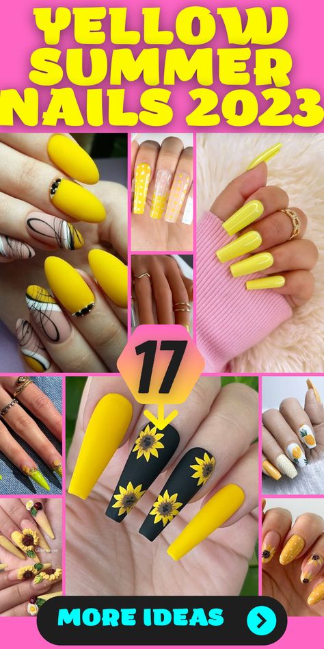 Celebrate the brightness and joy of Canary Yellow nail designs. This color, reminiscent of the vibrant canary bird, brings a touch of tropical warmth and energy to your style. The Canary Yellow hue is a beautiful blend of citrus and sunflower shades, offering an ideal balance between brightness and elegance. Whether you're looking for spring nail ideas 2023 or planning ahead for the summer, this color is a versatile addition to your palette. Vibrant Nail Colors, Spring Nail Ideas, Summer Nails 2023, Yellow Nails Design, Summer Acrylic, Vibrant Nails, Cute Summer Nails, Nails 2023, Summer Acrylic Nails