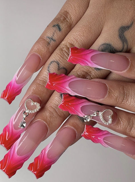 Nail Designs Easy Diy, Acrylic Nail Designs Coffin, Rainbow Nails Design, Sassy Nails, Airbrush Nails, Summer Toe Nails, Ombre Nail Designs, Cute Summer Nails, Acrylic Nails Coffin Pink