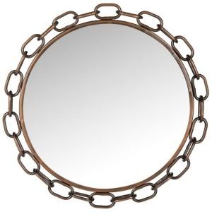 Safavieh Atlantis Chain Link 26 in. x 26 in. Round Framed Mirror-MIR4042A - The Home Depot Copper Mirror, How To Polish Copper, Mirror Wall Bedroom, Contemporary Wall Mirrors, How To Clean Mirrors, Mirror Design Wall, Circular Mirror, Mirror Wall Bathroom, Living Room Mirrors