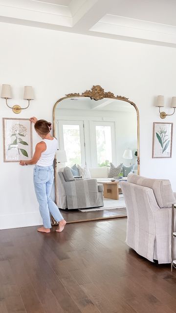 Dinning Room Floor Mirror, Floor Mirror Dining Room, Large Floor Mirror Dining Room, Floor Mirror In Dining Room Ideas, Primrose Mirror Living Room, Large Antique Mirror Dinning Room, Nicole Miller Floor Mirror, Family Room Mirror, Tahari Floor Mirror