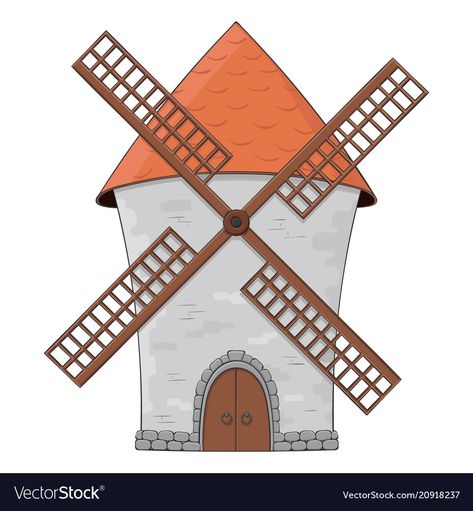 Wind Mill Illustration, Farmers Market Logo, Farm With Animals, Wooden Windmill, Farm Windmill, Farm Vector, Cow Vector, Holland Windmills, Doodle Vector